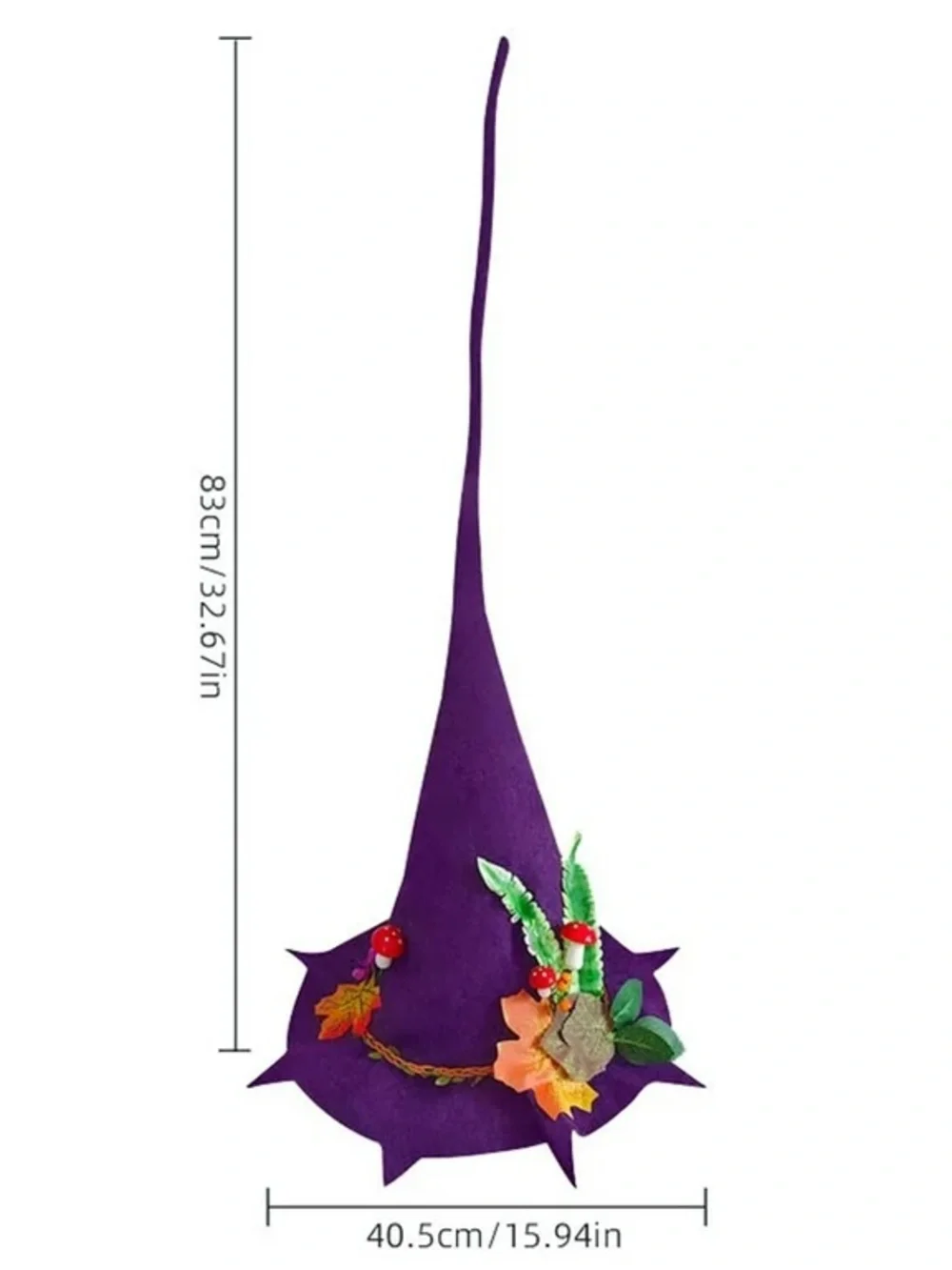 Purple Witch Hat with Fall Leaf & Mushroom Accents